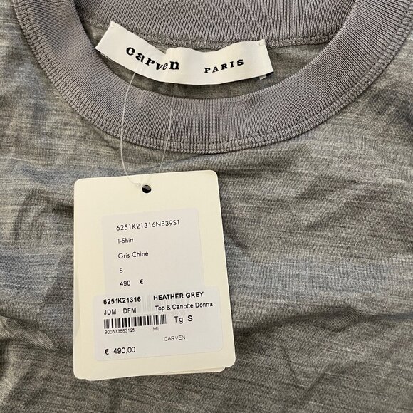 NWT Carven Grey T-shirt in silk jersey, size S - Picture 3 of 5